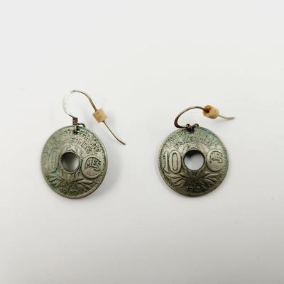 FRANCE REPURPOSED 10 CENT COIN EARRINGS