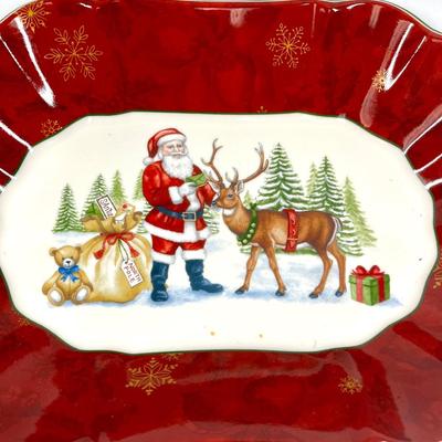 Christmas Santa scene red dish Villeroy and Bach