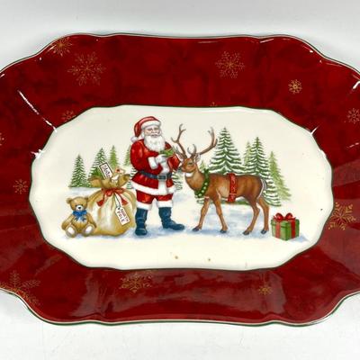 Christmas Santa scene red dish Villeroy and Bach