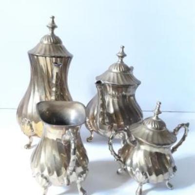 Vintage Twisted Brass Coffee & Tea Service 4pcs