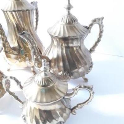 Vintage Twisted Brass Coffee & Tea Service 4pcs