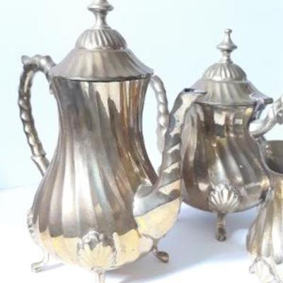 Vintage Twisted Brass Coffee & Tea Service 4pcs