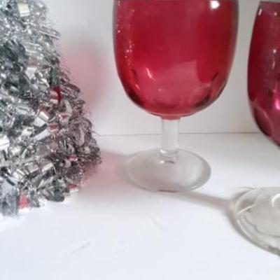 Cranberry Glass Lot  4pcs