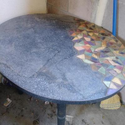 Vintage Mosaic Wood Table 
