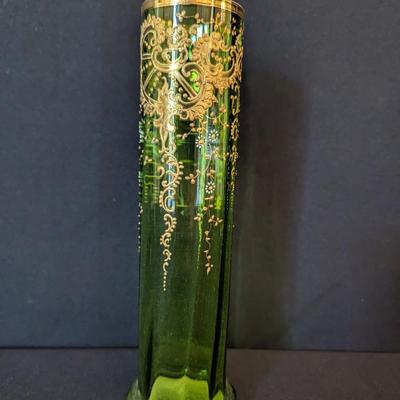 Green Gold Painted Vase