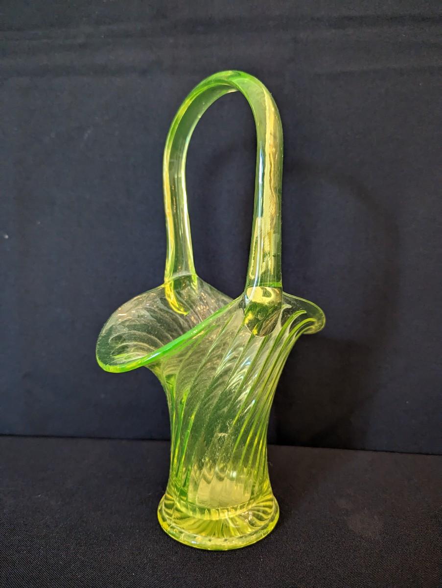 Vaseline Glass Basket