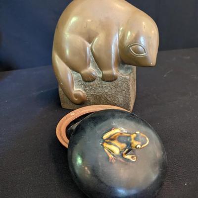 Statue & Lidded Frog Bowl