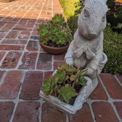 Bunny Yard Art & Potted Plant 