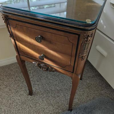 Tall Wood End Table Glass Top 