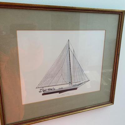 2 Nauticals - Chesapeake Bay Skipjack Rosie Parks Matted & Framed Stephen Bleinberger Watercolor