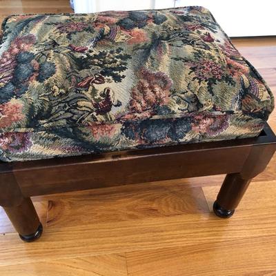 Wood Ottoman / Footstool with removable cushion *Needs TLC