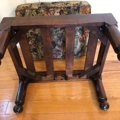 Wood Ottoman / Footstool with removable cushion *Needs TLC