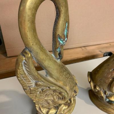 Brass Swan Andiron Covers