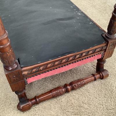 Detailed Wooden Upholstered Bench