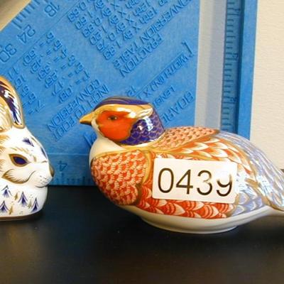 Royal Crown Derby Porcelain Bird & Rabbit Lot 439
