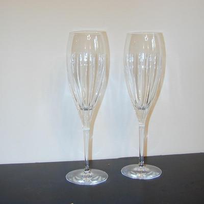 2 Christofle Crystal Iriana Champagne Flutes Glasses Lot 430