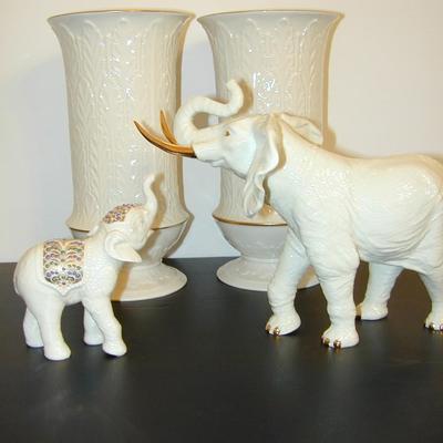 4 Piece Lenox Lot - Vases & 2 Elephants Lot 416