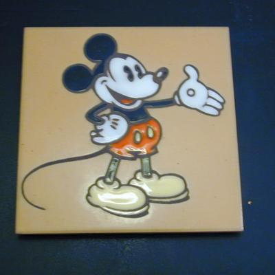 Vintage Masterworks Hand Crafted Mickey Mouse Tile Trivet Lot 413