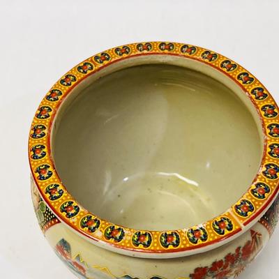 Vintage Japanese Geisha Fishbowl Planter with Gold Trim