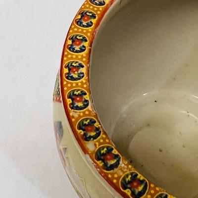 Vintage Japanese Geisha Fishbowl Planter with Gold Trim