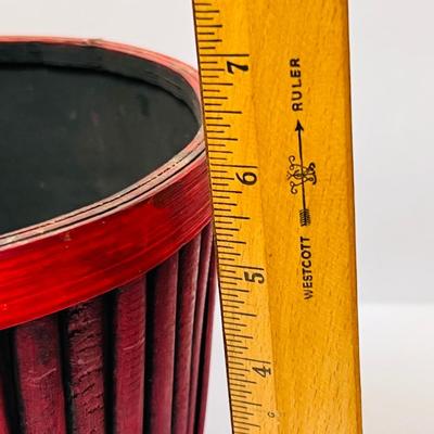 Christmas Tree in Wicker Basket and Red Basket