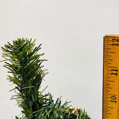 Christmas Tree in Wicker Basket and Red Basket