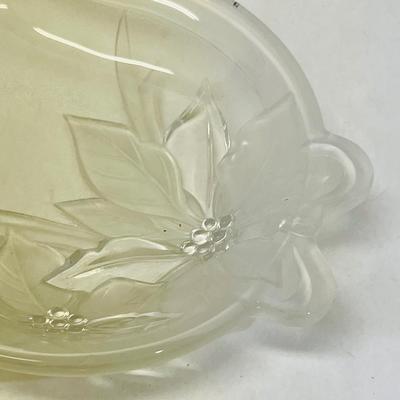 Vintage Frosted Embossed Glass Poinsettia Platter