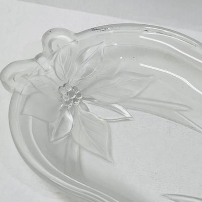 Vintage Frosted Embossed Glass Poinsettia Platter