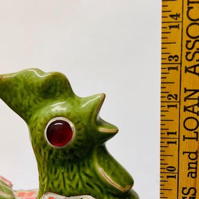 Green Mosaic Rooster Statue