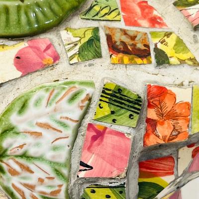 Green Mosaic Rooster Statue