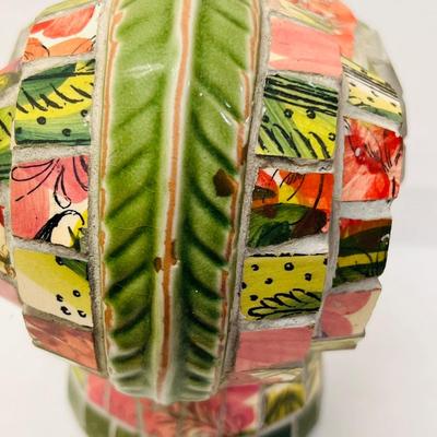 Green Mosaic Rooster Statue