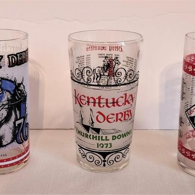 Lot #120  Lot of Three Kentucky Derby Glasses - 1973, 1976, 2003