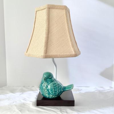 8162 Aqua Blue Pottery Bird Lamp with Shade
