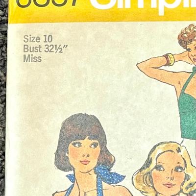 Simplicity Fashion Magazine Pattern No. 6357 Misses’ Halter Tops size 10 bust 32 1/2 miss 1974