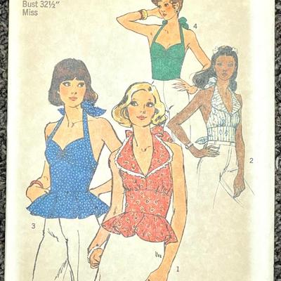 Simplicity Fashion Magazine Pattern No. 6357 Misses’ Halter Tops size 10 bust 32 1/2 miss 1974