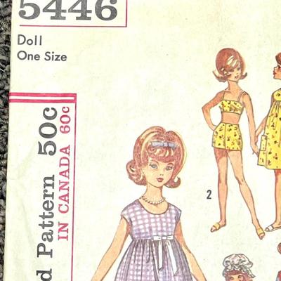 Simplicity Printed Pattern Tammy wardrobe No. 5446 doll one size 1962