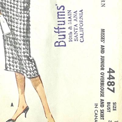 McCallâ€™s Missesâ€™ and Junior Overblouse and Skirt No. 4487 size 13 bust 33 1958