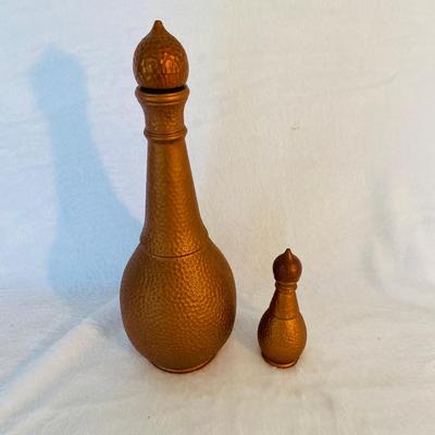 Asian Tapestries and Copper Painted Glass Decanters  (FR-SL)