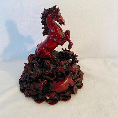 Chinese Red Resin Horse Figurine (FR-SL)