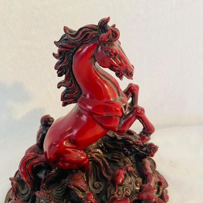 Chinese Red Resin Horse Figurine (FR-SL)