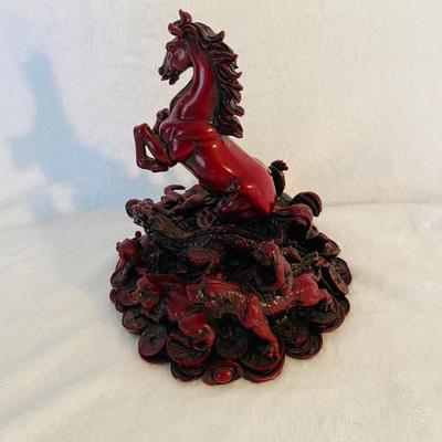 Chinese Red Resin Horse Figurine (FR-SL)