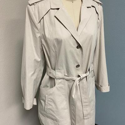 Light Colored Mid Length Calvin Klein Trench Coat Jacket Size XL