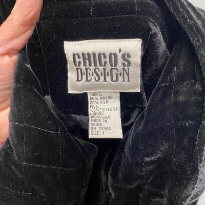 Chico's Design Large Silk Zip Up Collar Sweater