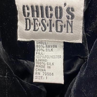 Chico's Design Large Silk Zip Up Collar Sweater