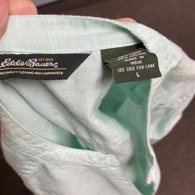 Eddie Bauer Cotton Linen Large Half Button Shirt