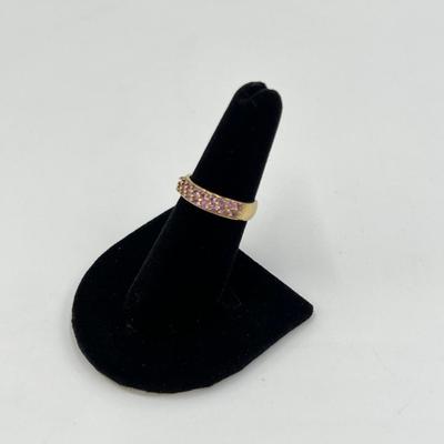14K YG ~ Ring With Pink Tourmaline Stones ~ Size 7
