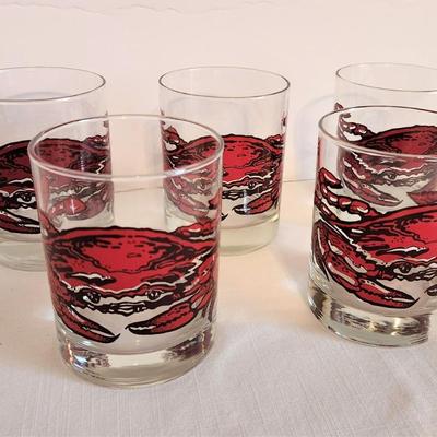 Lot #125   Set of 5 Crab Old Fashioned Glasses