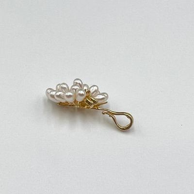 14K YG ~ Potato Pearls Pendant / Enhancer w/ 3 Diamonds