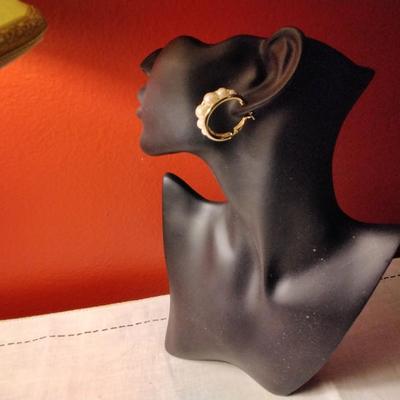 Pearl Beads and Gold Tone Hoops