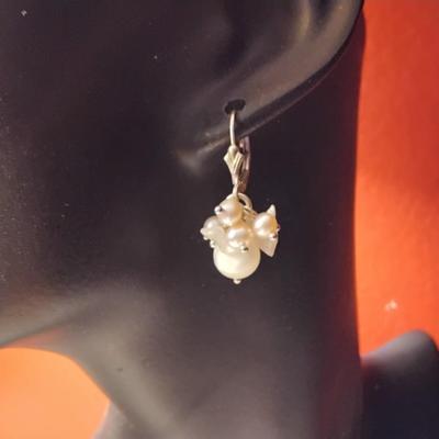 Sterling Silver Pearl, Mother of Pearl and Moonstone Earrings